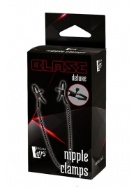 Черные зажимы на соски на цепочке BLAZE DELUXE NIPPLE CLAMPS - Dream Toys - купить с доставкой в Обнинске