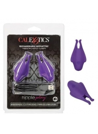 Фиолетовые виброзажимы для сосков Nipple Play Rechargeable Nipplettes - California Exotic Novelties - купить с доставкой в Обнинске