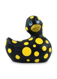 Черный вибратор-уточка I Rub My Duckie 2.0 Happiness в жёлтый горох - Big Teaze Toys - купить с доставкой в Обнинске