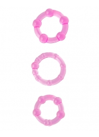 Набор из 3 стимулирующих эрекционных колец розового цвета - Toyfa Basic - в Обнинске купить с доставкой