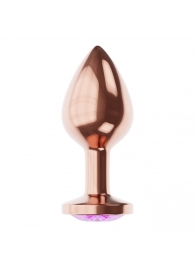 Пробка цвета розового золота с фиолетовым кристаллом Diamond Amethyst Shine S - 7,2 см. - Lola Games - купить с доставкой в Обнинске