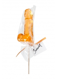 Оранжевый леденец в форме пениса со вкусом аморетто - Sosuчki - купить с доставкой в Обнинске