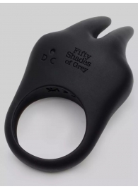 Черное эрекционное виброкольцо Sensation Rechargeable Vibrating Rabbit Love Ring - Fifty Shades of Grey - в Обнинске купить с доставкой