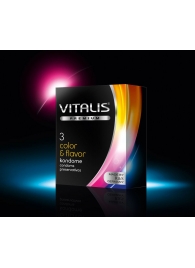 Цветные ароматизированные презервативы VITALIS PREMIUM color   flavor - 3 шт. - Vitalis - купить с доставкой в Обнинске