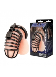 Черная металлическая клетка с замком Deluxe Chastity Cage - BlueLine - купить с доставкой в Обнинске