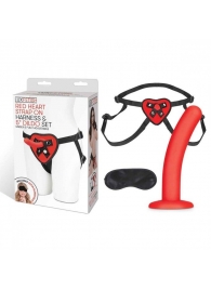 Красный поясной фаллоимитатор Red Heart Strap on Harness   5in Dildo Set - 12,25 см. - Lux Fetish - купить с доставкой в Обнинске