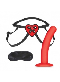 Красный поясной фаллоимитатор Red Heart Strap on Harness   5in Dildo Set - 12,25 см. - Lux Fetish - купить с доставкой в Обнинске