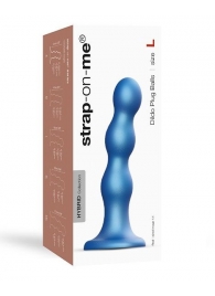 Голубая насадка Strap-On-Me Dildo Plug Balls size L - Strap-on-me - купить с доставкой в Обнинске