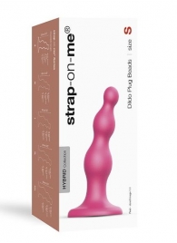 Розовая насадка Strap-On-Me Dildo Plug Beads size S - Strap-on-me - купить с доставкой в Обнинске