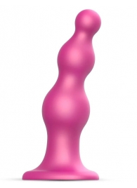 Розовая насадка Strap-On-Me Dildo Plug Beads size S - Strap-on-me - купить с доставкой в Обнинске