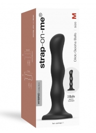 Черная насадка Strap-On-Me Dildo Geisha Balls size M - Strap-on-me - купить с доставкой в Обнинске