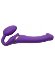 Фиолетовый безремневой вибрострапон Silicone Bendable Strap-On - size M - Strap-on-me - купить с доставкой в Обнинске