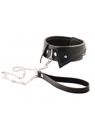 Черный ошейник-воротничок с металлическим поводком - Crazy Handmade - купить с доставкой в Обнинске
