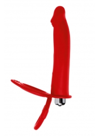 Красная насадка на пенис для двойного проникновения - 19 см. - ToyFa - купить с доставкой в Обнинске