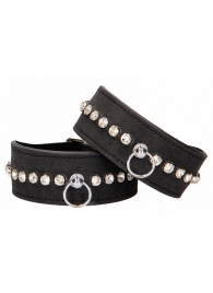 Черные наручники Diamond Studded Wrist Cuffs - Shots Media BV - купить с доставкой в Обнинске