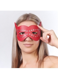 Красная маска на глаза с разрезами и заклепками - Sitabella - купить с доставкой в Обнинске