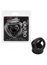 Черное тройное эрекционное кольцо Alpha Liquid Silicone Dual Cage   Ring - California Exotic Novelties - в Обнинске купить с доставкой