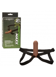 Коричневый фаллопротез из силикона Extension with Harness - 15,75 см. - California Exotic Novelties - купить с доставкой в Обнинске