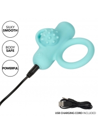 Аквамариновое эрекционное виброкольцо Silicone Rechargeable Nubby Lover’s Delight - California Exotic Novelties - в Обнинске купить с доставкой