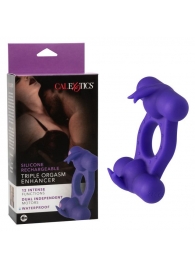 Фиолетовое эрекционное виброкольцо с двумя моторами Silicone Rechargeable Triple Orgasm Enhancer - California Exotic Novelties - в Обнинске купить с доставкой