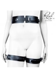 Черный кожаный пояс с гартерами - S-M - Notabu - купить с доставкой в Обнинске