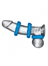 Комплект из трех голубых эрекционных колец 3-Pack Ribbed Rider Cock Ring Set - BlueLine - в Обнинске купить с доставкой