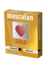 Презервативы Masculan Ultra Gold с золотым напылением и ароматом ванили - 3 шт. - Masculan - купить с доставкой в Обнинске