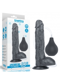 Черный фаллоимитатор-гигант с грушей 10 Squirt Extreme Dildo - 25,5 см. - Lovetoy