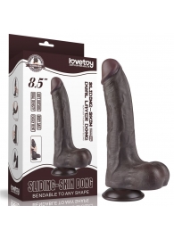 Коричневый фаллоимитатор 8.5 Sliding Skin Dual Layer Dong на присоске - 22 см. - Lovetoy