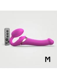 Ярко-розовый безремневой страпон Multi Orgasm Size M с клиторальной стимуляцией - Strap-on-me - купить с доставкой в Обнинске