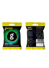 Ультратонкие презервативы Ganzo Ultra thin в мягкой упаковке - 3 шт. - Ganzo - купить с доставкой в Обнинске