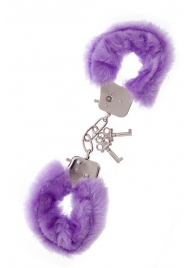 Фиолетовые меховые наручники METAL HANDCUFF WITH PLUSH LAVENDER - Dream Toys - купить с доставкой в Обнинске