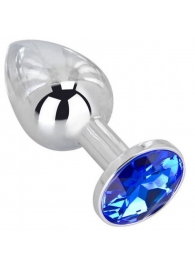 Анальное украшение BUTT PLUG  Small с синим кристаллом - 7 см. - Anal Jewelry Plug - купить с доставкой в Обнинске