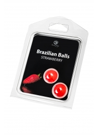 Набор из 2 шариков с массажным маслом Brazilian Balls с ароматом клубники - Secret Play - купить с доставкой в Обнинске