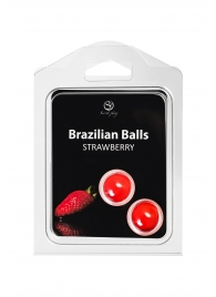 Набор из 2 шариков с массажным маслом Brazilian Balls с ароматом клубники - Secret Play - купить с доставкой в Обнинске