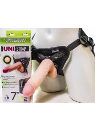 Страпон-унисекс с двумя насадками UNI strap 7  Harness - 19 и 16 см. - LOVETOY (А-Полимер) - купить с доставкой в Обнинске