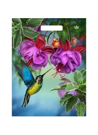 Пакет с принтом в виде колибри в цветах с вырубной ручкой (31х40 см) - Сима-Ленд - купить с доставкой в Обнинске
