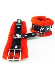 Красные наручники с мехом BDSM Light - БДСМ Арсенал - купить с доставкой в Обнинске
