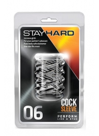 Прозрачная насадка с объёмными чёрточками STAY HARD COCK SLEEVE 06 CLEAR - Blush Novelties - в Обнинске купить с доставкой