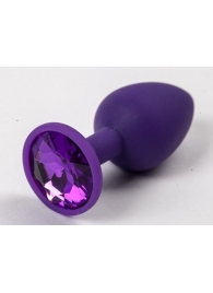Фиолетовая силиконовая анальная пробка с фиолетовым стразом - 7,1 см. - 4sexdreaM - купить с доставкой #SOTBIT_REGIONS_UF_V_REGION_NAME#