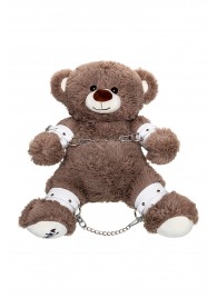 Бондажный набор: бурый мишка с белыми оковами и наручниками - Pecado - купить с доставкой в Обнинске