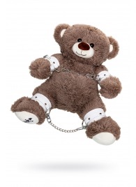Бондажный набор: бурый мишка с белыми оковами и наручниками - Pecado - купить с доставкой в Обнинске