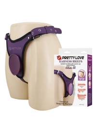 Фиолетовые трусики харнесс с платформой Caludio III - Baile - купить с доставкой в Обнинске