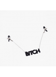 Зажимы на соски с кожаной подвеской Bitch - Crazy Handmade - купить с доставкой в Обнинске
