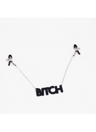 Зажимы на соски с кожаной подвеской Bitch - Crazy Handmade - купить с доставкой в Обнинске