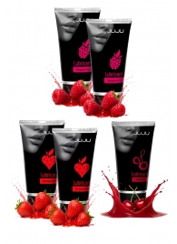 Набор из 5 съедобных лубрикантов JUJU (клубника х 2, малина х 2, вишня) - JuJu - купить с доставкой в Обнинске