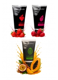 Набор из 3 съедобных лубрикантов JUJU (клубника, малина, тропические фрукты) - JuJu - купить с доставкой в Обнинске