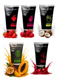 Набор из 5 съедобных лубрикантов JUJU (клубника, малина, тропические фрукты, вишня, кокос) - JuJu - купить с доставкой в Обнинске