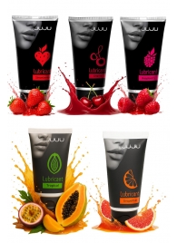 Набор из 5 съедобных лубрикантов JUJU (клубника, малина, тропические фрукты, вишня, грейпфрут) - JuJu - купить с доставкой в Обнинске