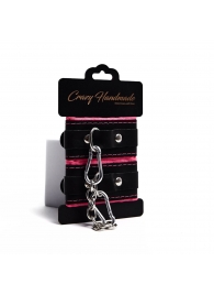 Черно-розовые скругленные наручники с мягкой подкладкой - Crazy Handmade - купить с доставкой в Обнинске